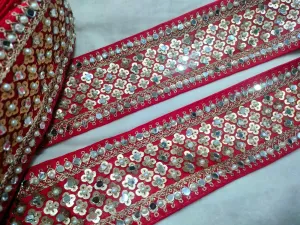 Red Mirror & Pear Embellished Trim