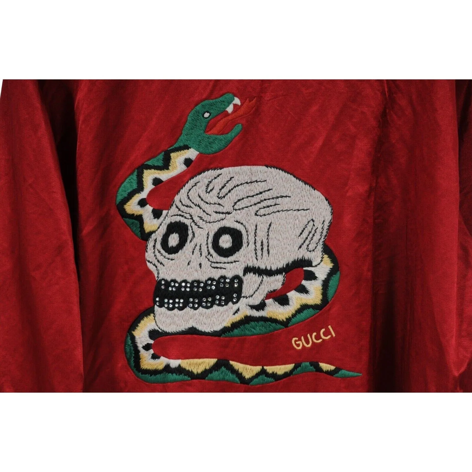 Red Satin Daffodils Skull Snake Button Down Shirt