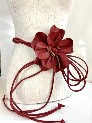 Red🌹Leather flower belt statement