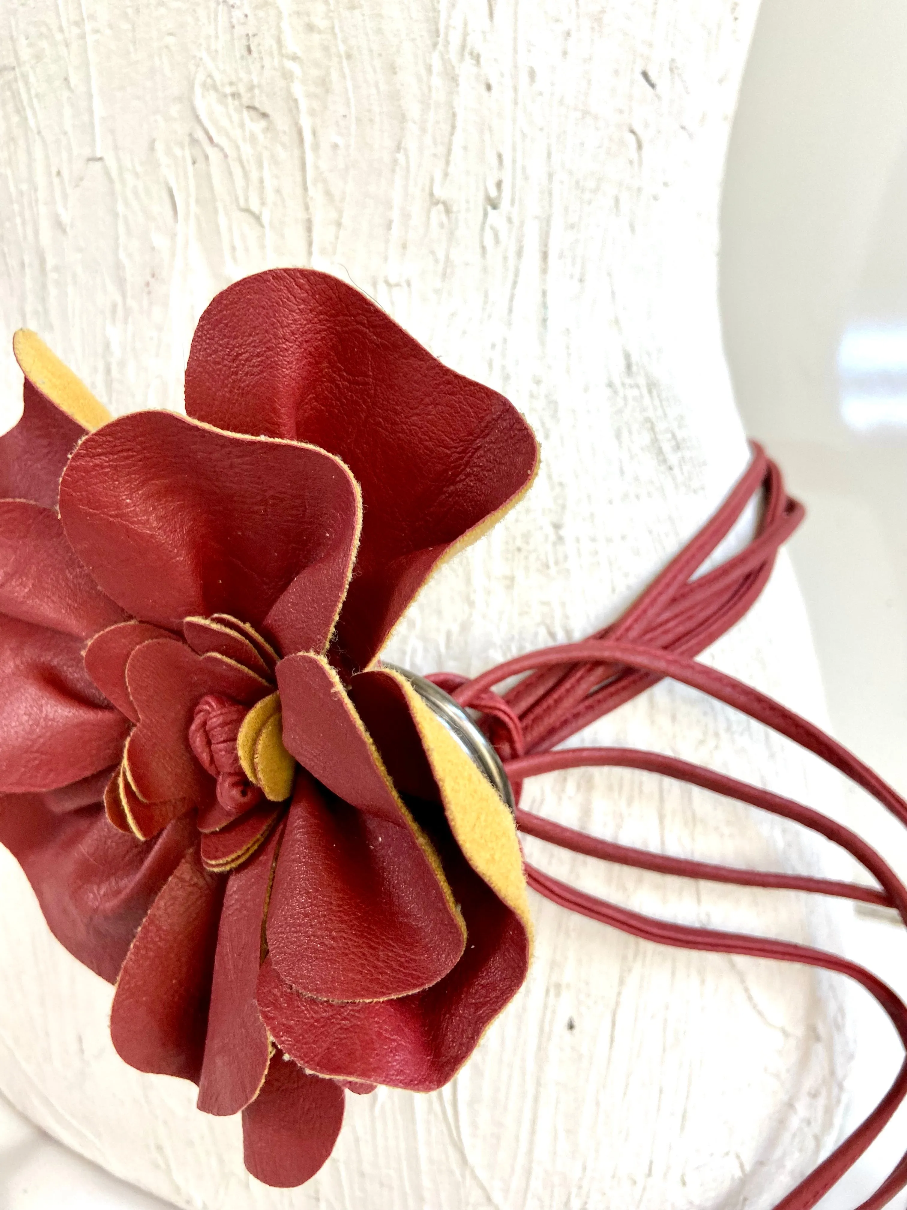 Red🌹Leather flower belt statement