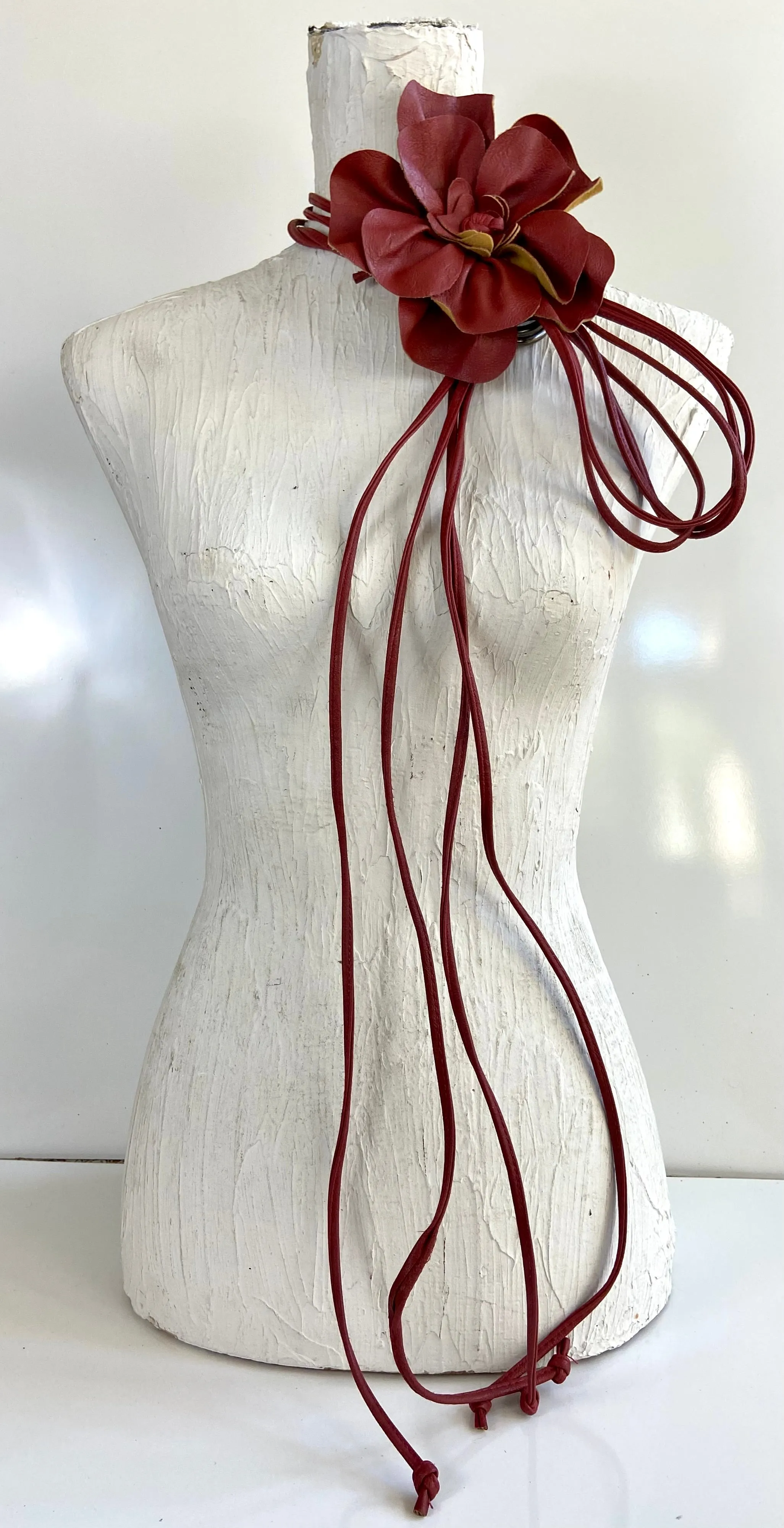 Red🌹Leather flower belt statement