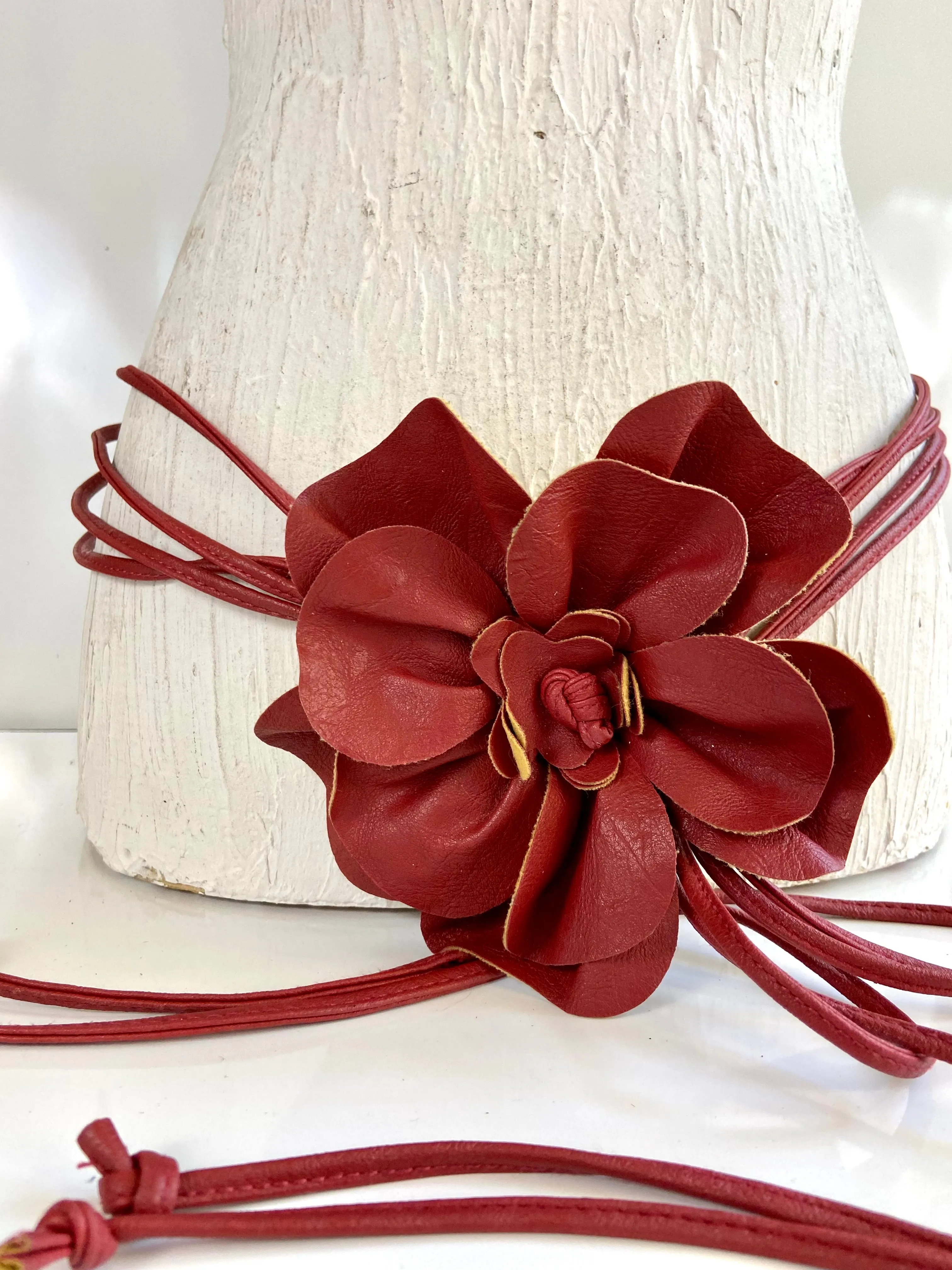 Red🌹Leather flower belt statement