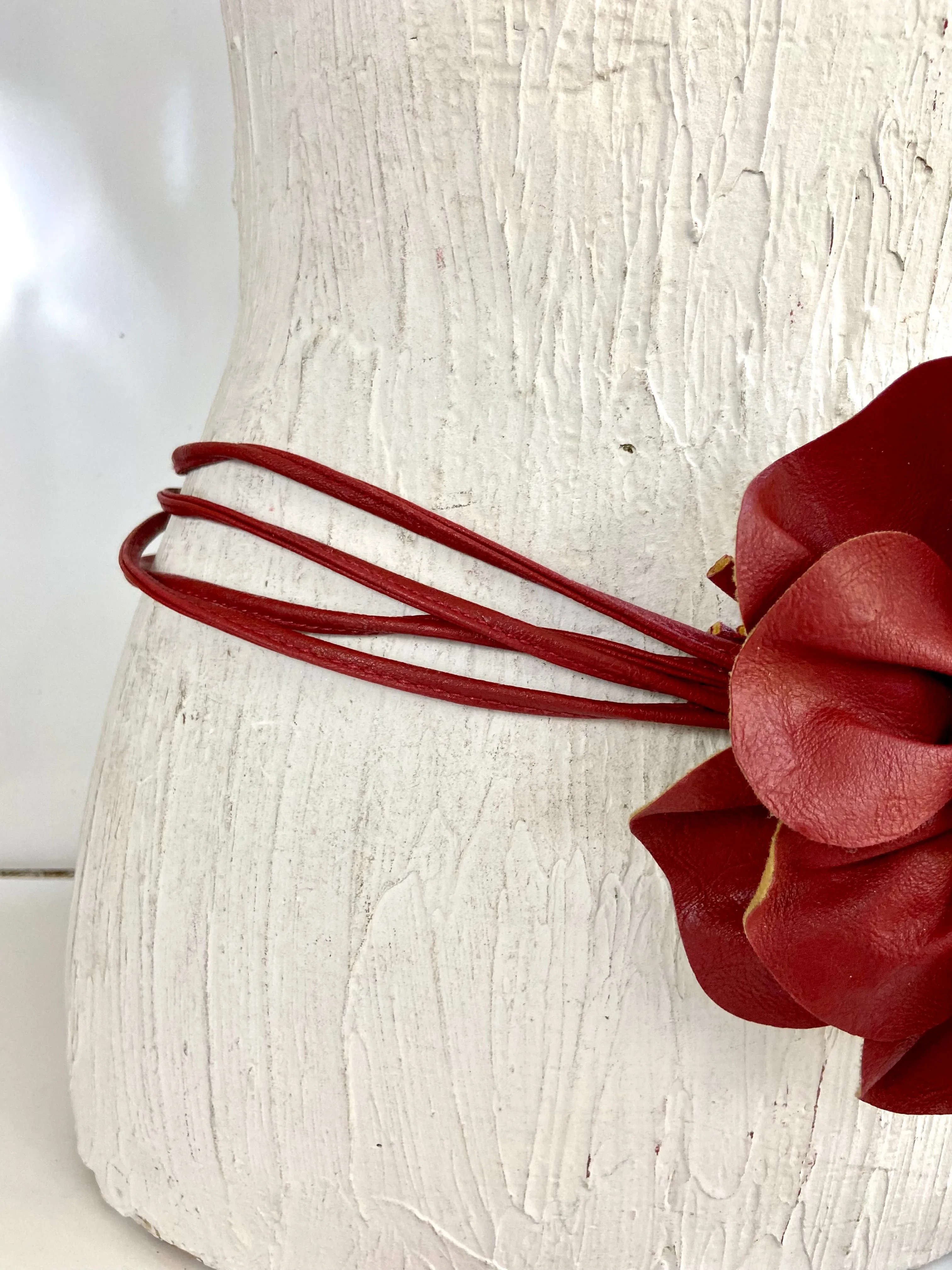 Red🌹Leather flower belt statement