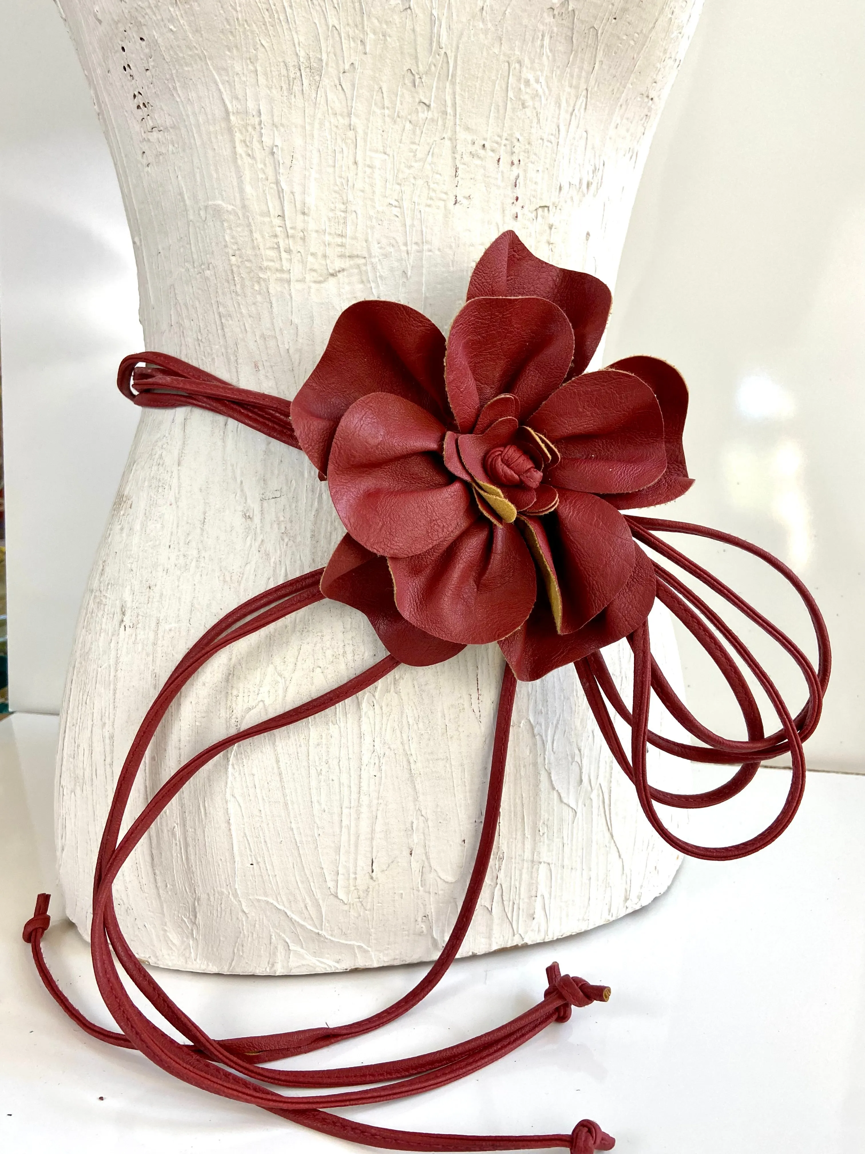 Red🌹Leather flower belt statement