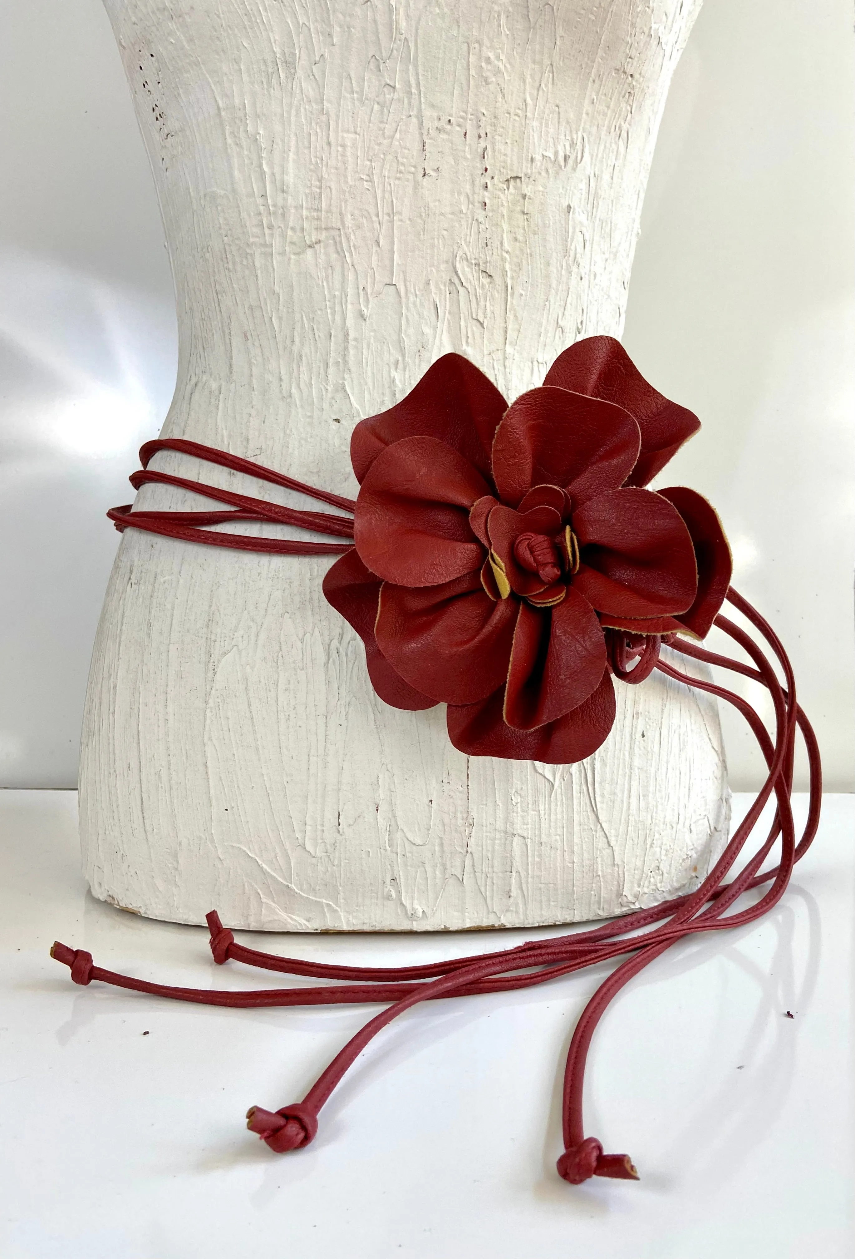 Red🌹Leather flower belt statement