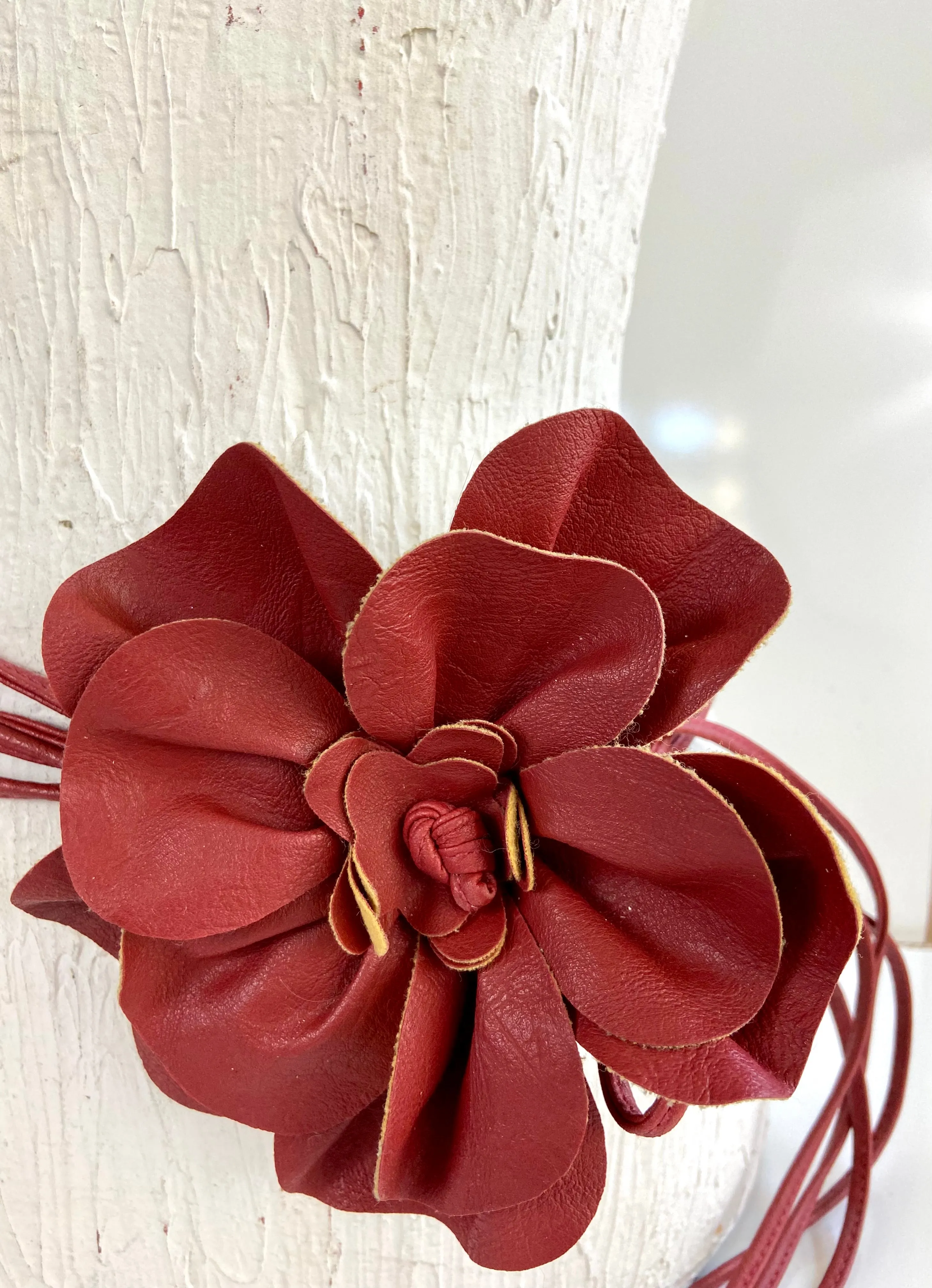Red🌹Leather flower belt statement
