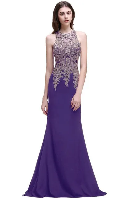 Robe de Soiree Longue Cheap Black Lace Mermaid Long Evening Dress  Sexy Sheer Appliques Embroidery Evening Party Dresses