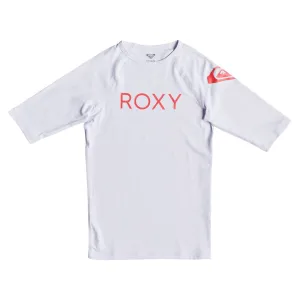 Roxy Youth Girls Funny Waves Short Sleeve Rash Guard - Bright White