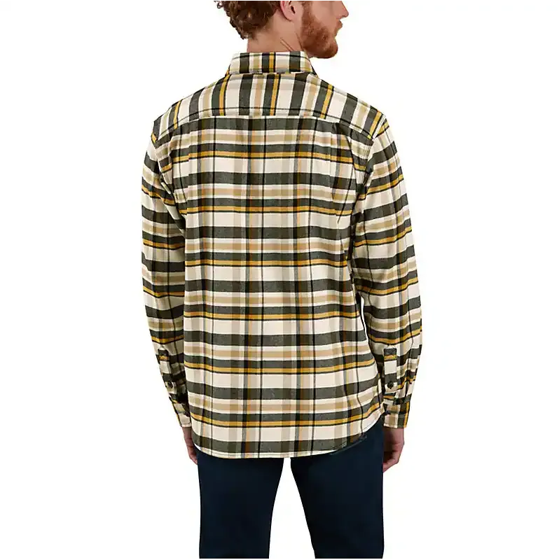 Rugged Flex Relaxed Fit Midweight Flannel Long-Sleeve Plaid Shirt - Malt
