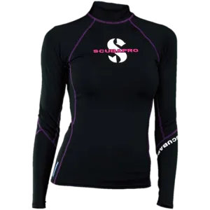 ScubaPro Onyx Rash T-Flex Womens, Long Sleeve (UPF80)- Black/Purple