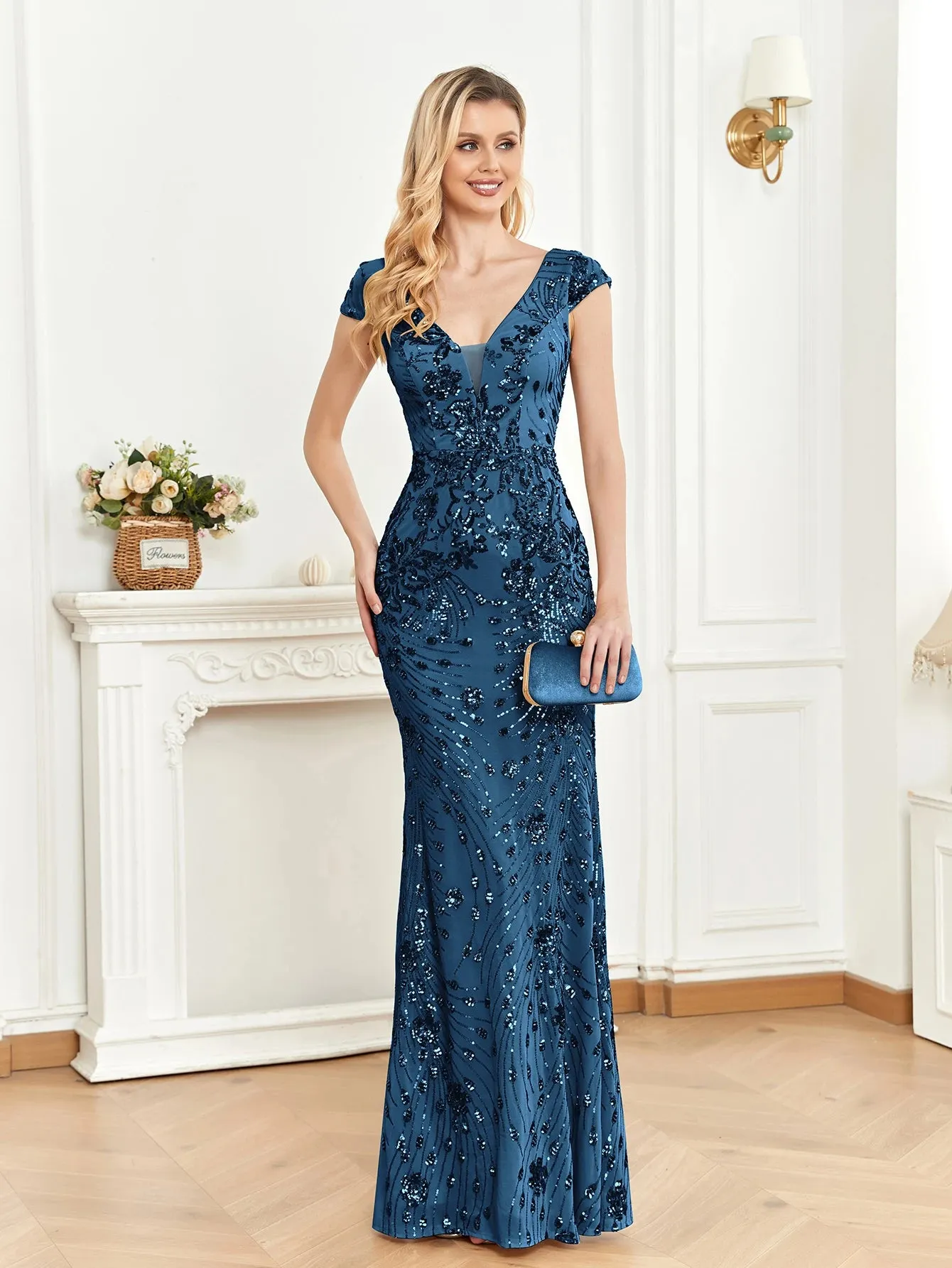 Sequin Long Mermaid Prom Gowns For Women