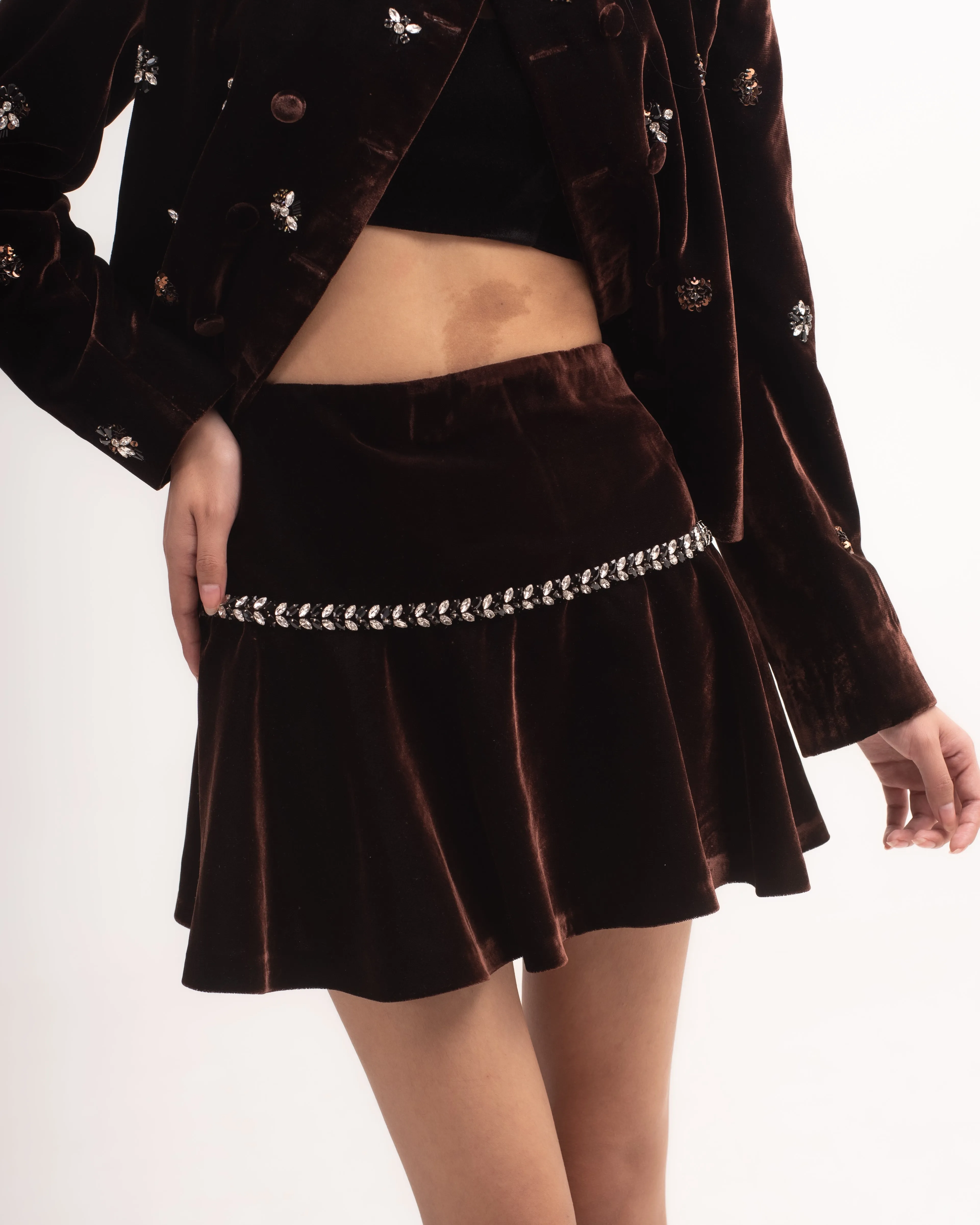 Silk-velvet double breasted jacket with embellishing