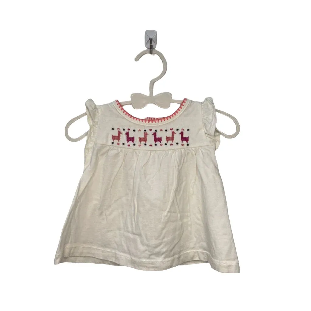 Sleeveless Dress / Embroidered Llamas