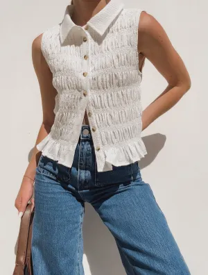 Sonoma Smocked Top in White