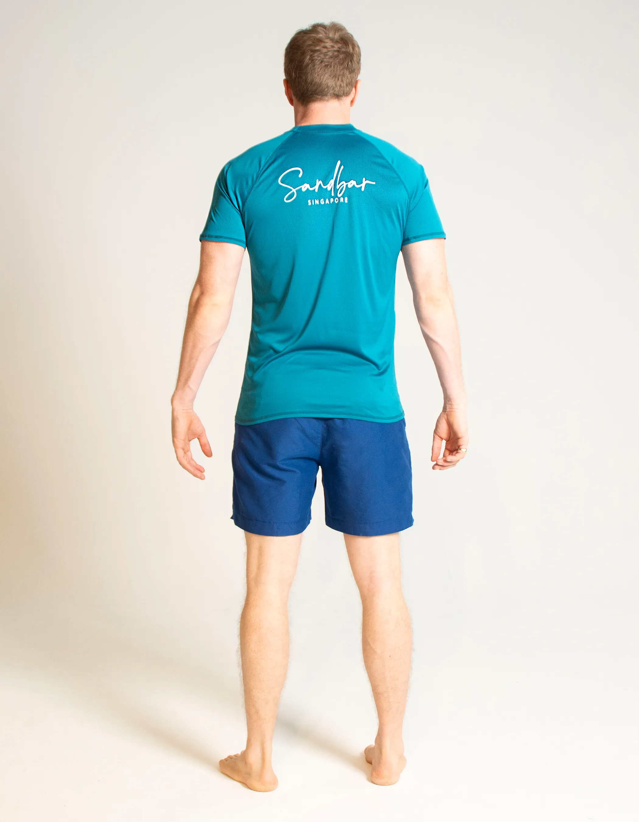 Teal Short Sleeved Mens Rash Guard