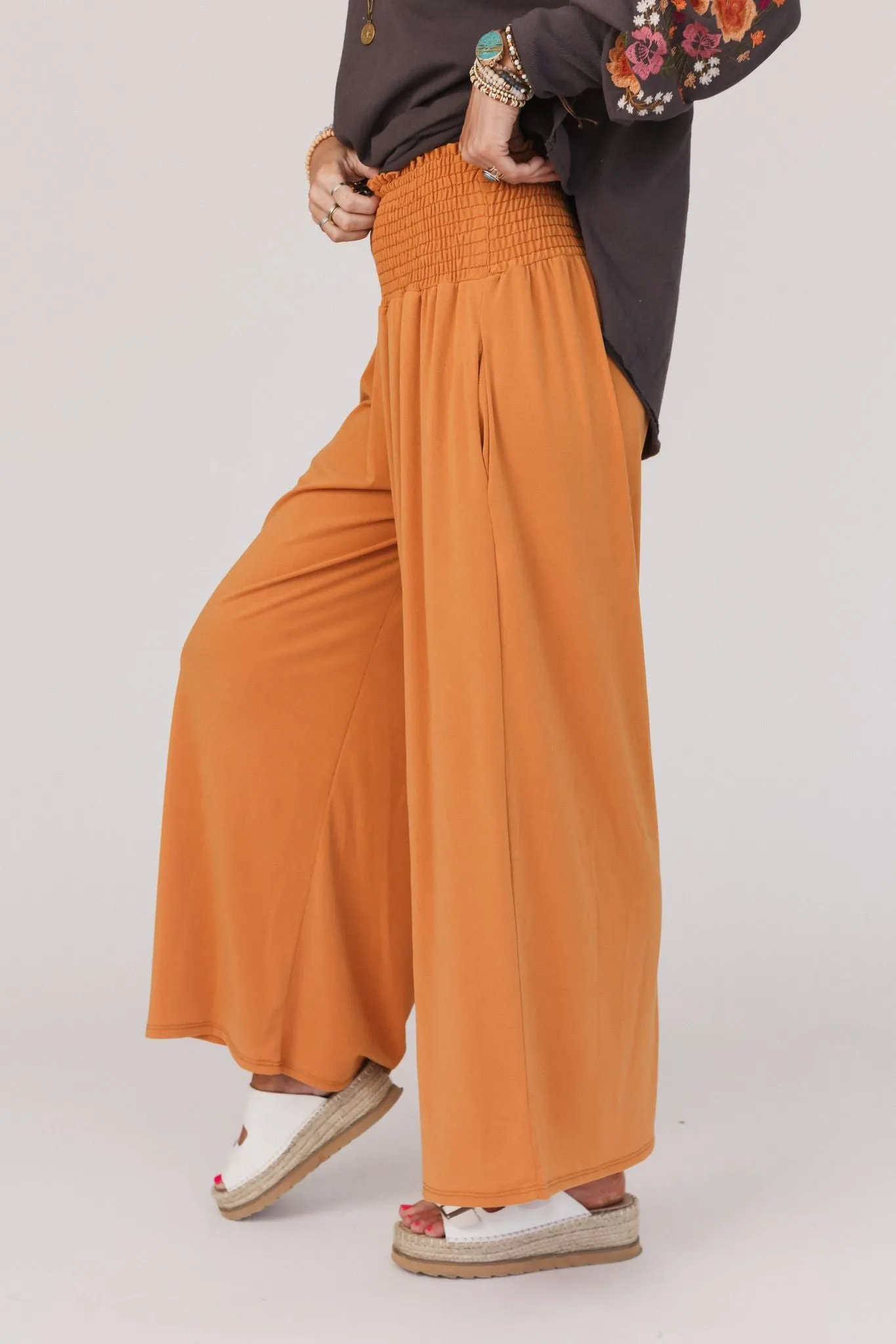 The Nest Aurora Flowy Wide Leg Pants - Mustard
