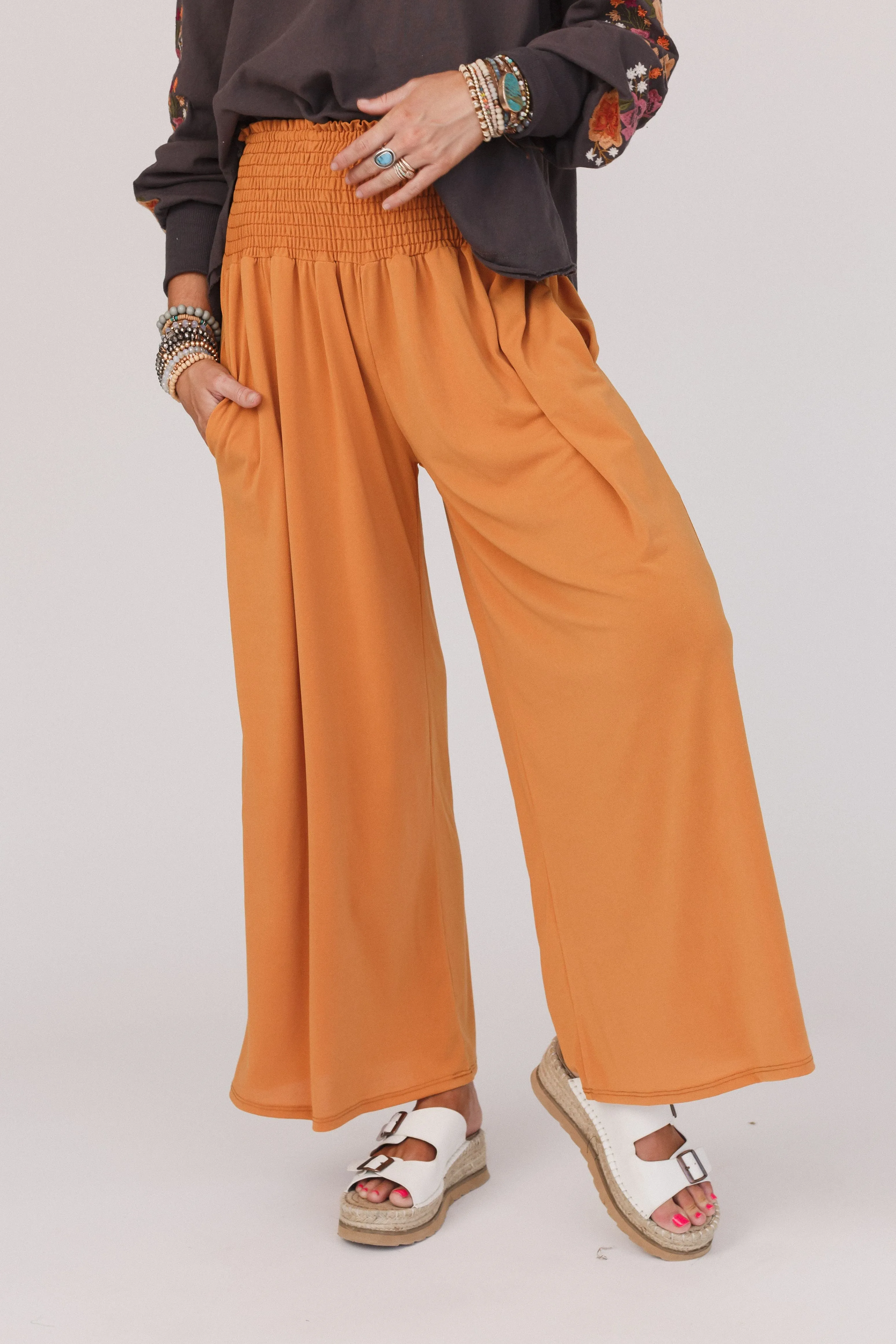 The Nest Aurora Flowy Wide Leg Pants - Mustard