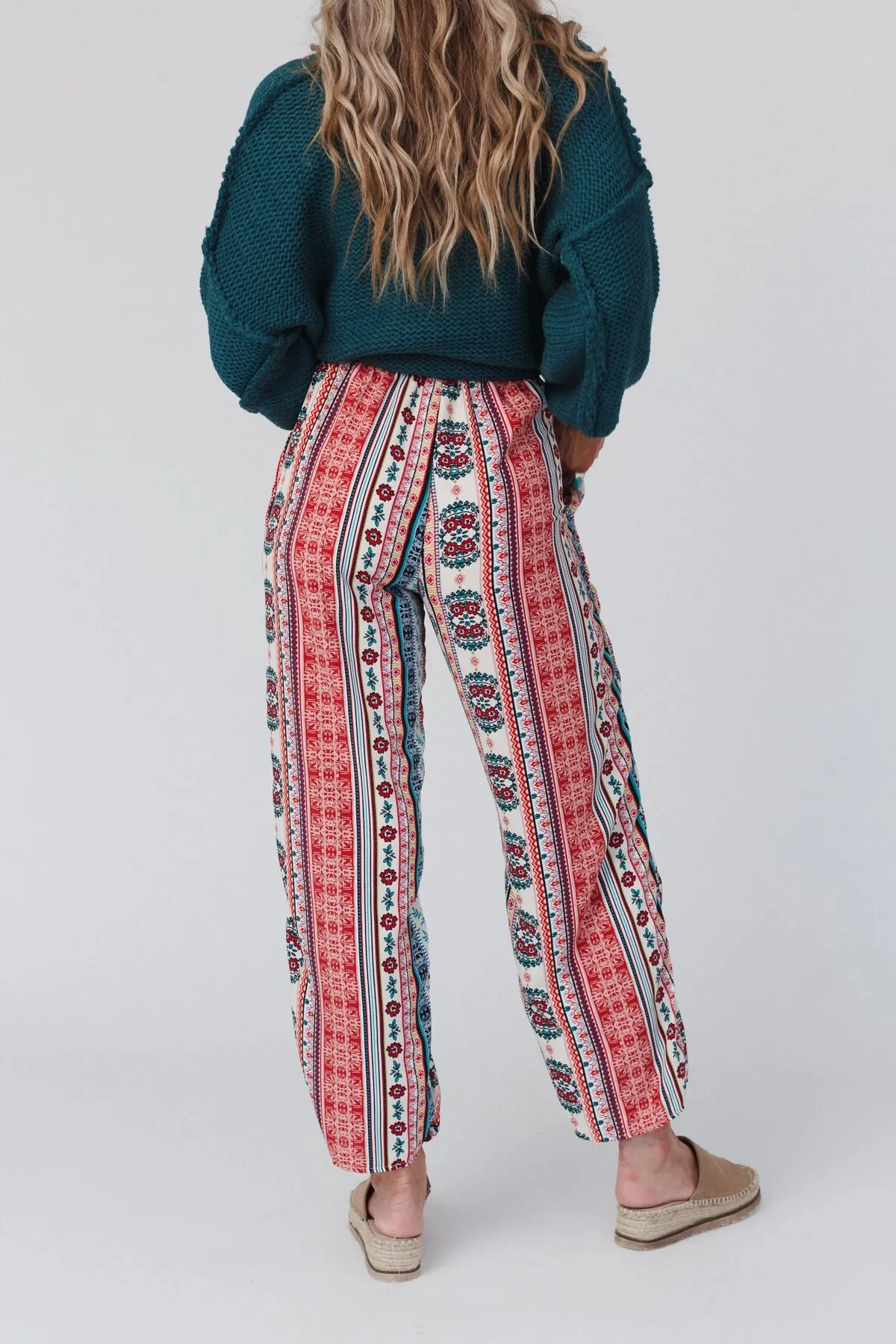 The Nest Staycation Wide Leg Drawstring Pant - Red Clay