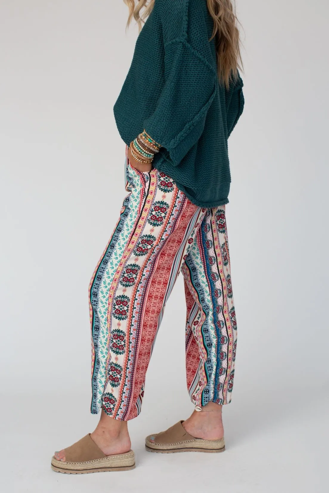 The Nest Staycation Wide Leg Drawstring Pant - Red Clay
