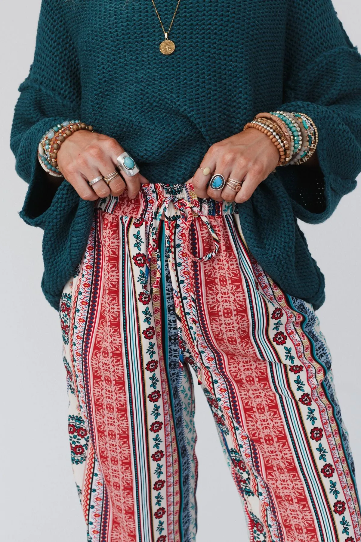 The Nest Staycation Wide Leg Drawstring Pant - Red Clay