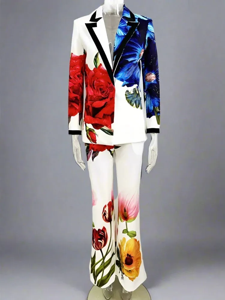 Trend4us Women's Chic Floral Formal Pants Suit