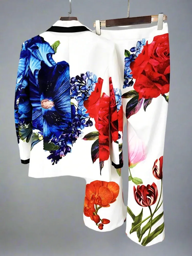 Trend4us Women's Chic Floral Formal Pants Suit