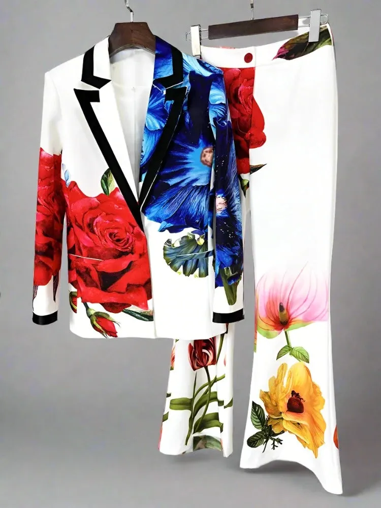 Trend4us Women's Chic Floral Formal Pants Suit