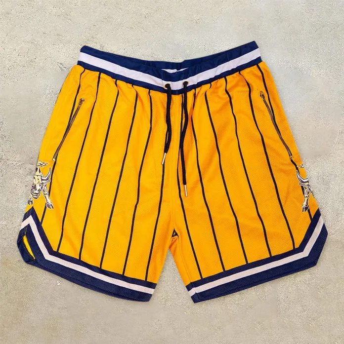 Trendy Striped Retro Street Mesh Shorts