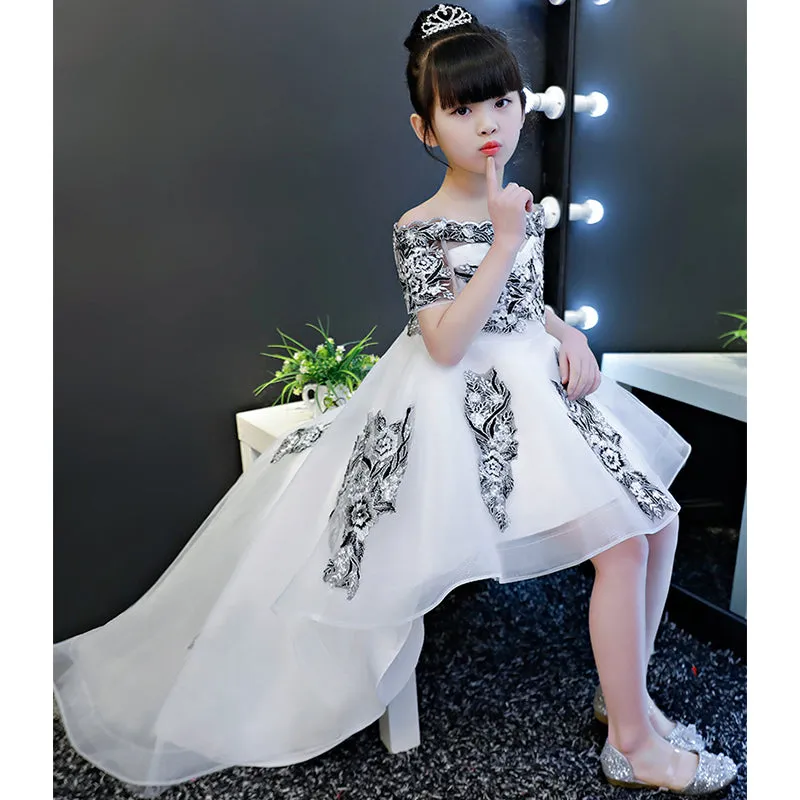 Tulle Princess Off The Shoulder Flower Boat Neck Party Communion Gowns