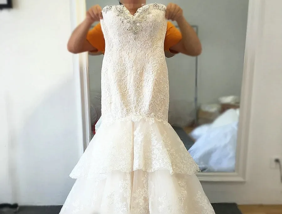 Wedding Gown Lace Mermaid Champagne and Ivory Wedding Dresses Bridal Gown