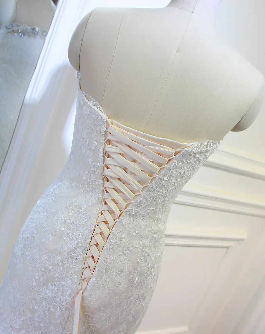 Wedding Gown Lace Mermaid Champagne and Ivory Wedding Dresses Bridal Gown
