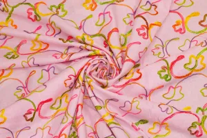 Whisper Pink and Multicolor Embroidered Linen