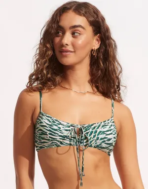 Wild at Heart Drawstring Bralette Bikini Top - Evergreen
